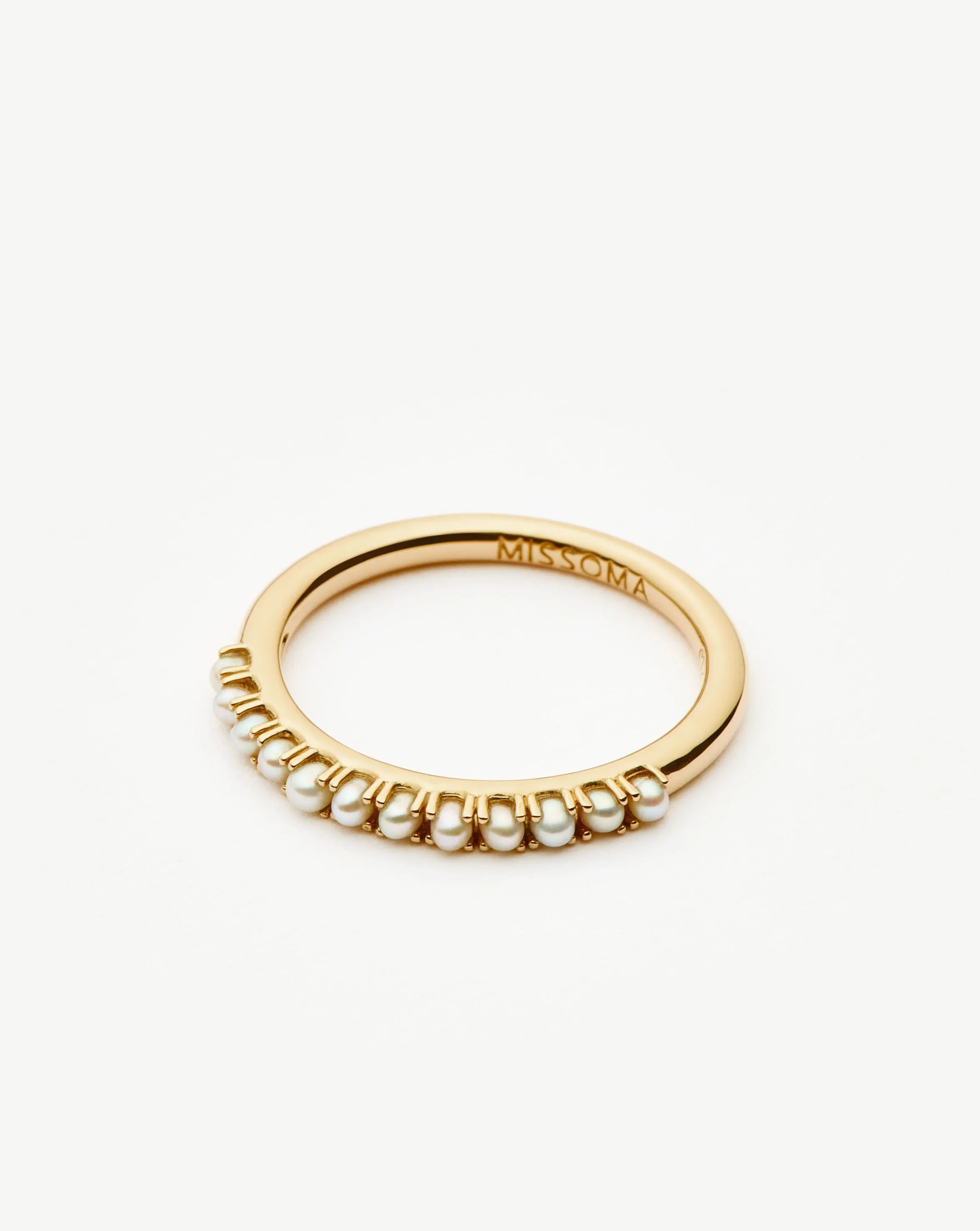 Fine Half Eternity Pearl Ring | 14ct Solid Gold/Pearl