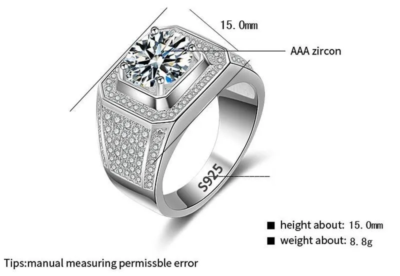Fine Jewelry Big 2.0ct Lab Diamond Silver Ring
