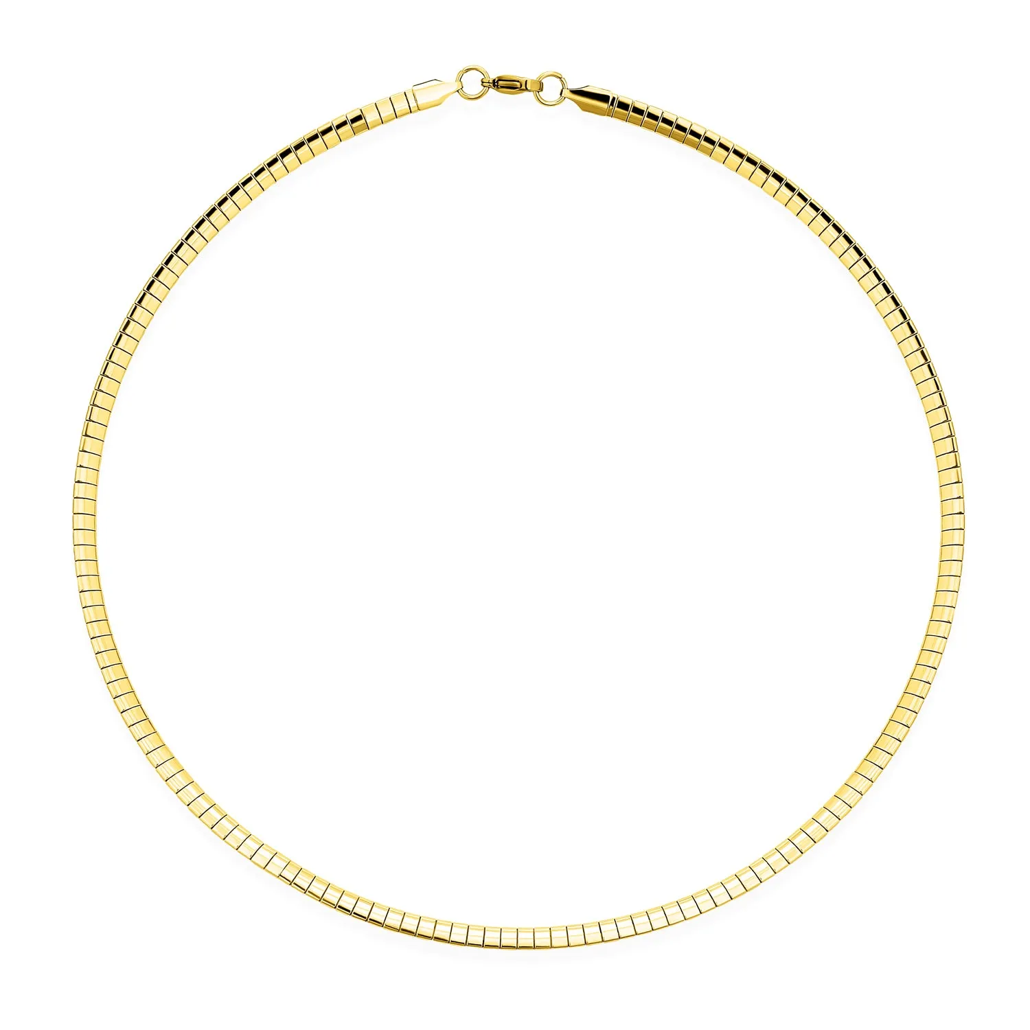 Flexible Flat Gold Silver Two Tone Collar Necklace 5MM Omega Snake Chain Choker