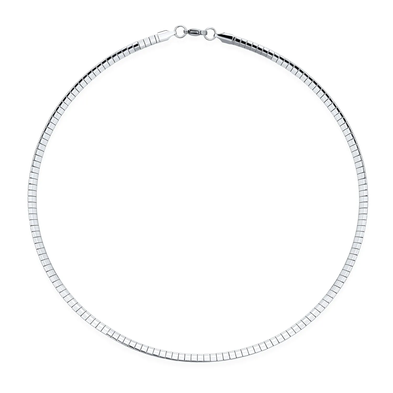 Flexible Flat Gold Silver Two Tone Collar Necklace 5MM Omega Snake Chain Choker