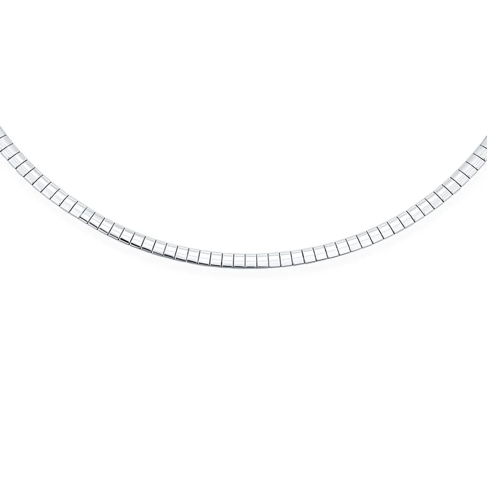 Flexible Flat Gold Silver Two Tone Collar Necklace 5MM Omega Snake Chain Choker