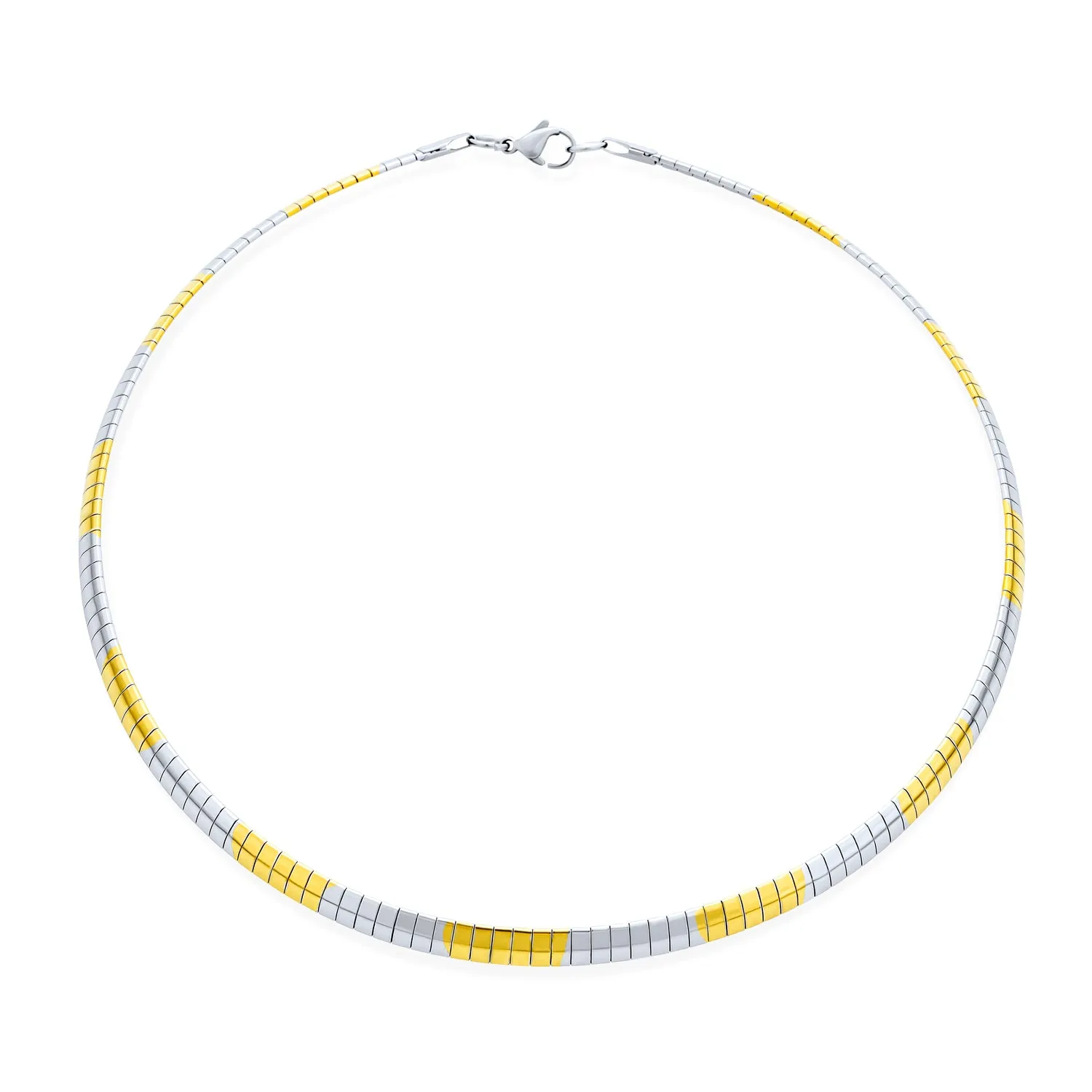 Flexible Flat Gold Silver Two Tone Collar Necklace 5MM Omega Snake Chain Choker