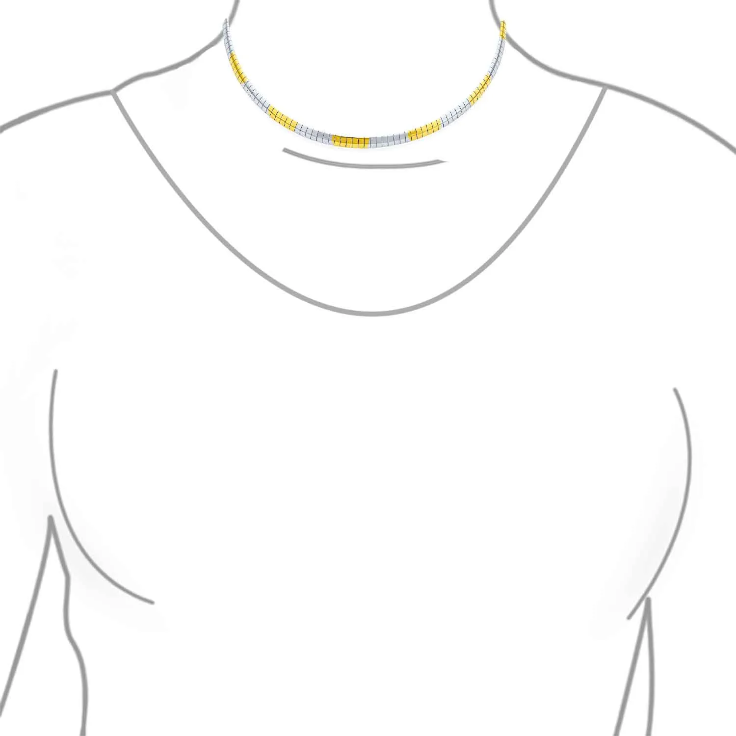 Flexible Flat Gold Silver Two Tone Collar Necklace 5MM Omega Snake Chain Choker