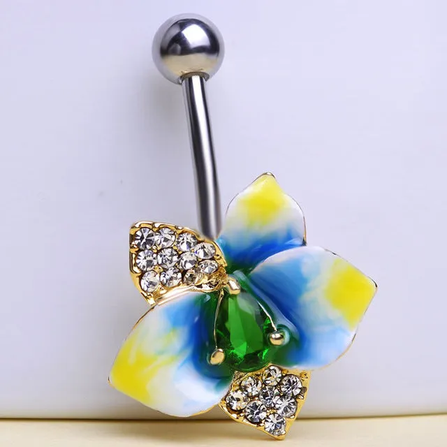 Flowers Belly Button Rings