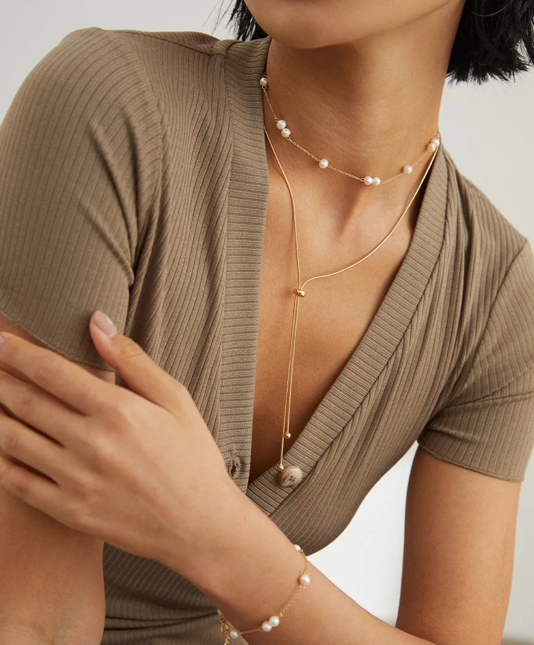Freshwater Pearl Choker Necklace in Gold Vermeil