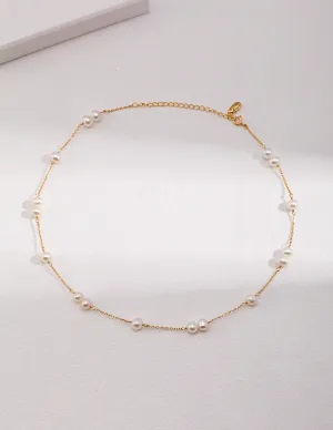 Freshwater Pearl Choker Necklace in Gold Vermeil
