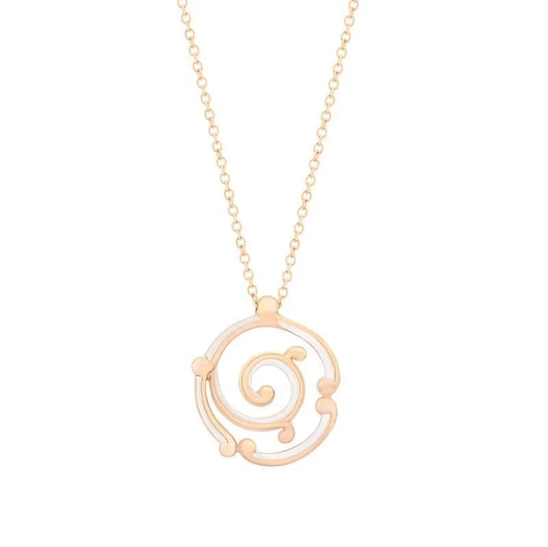 FRococo 18ct Rose Gold White Enamel Pendant