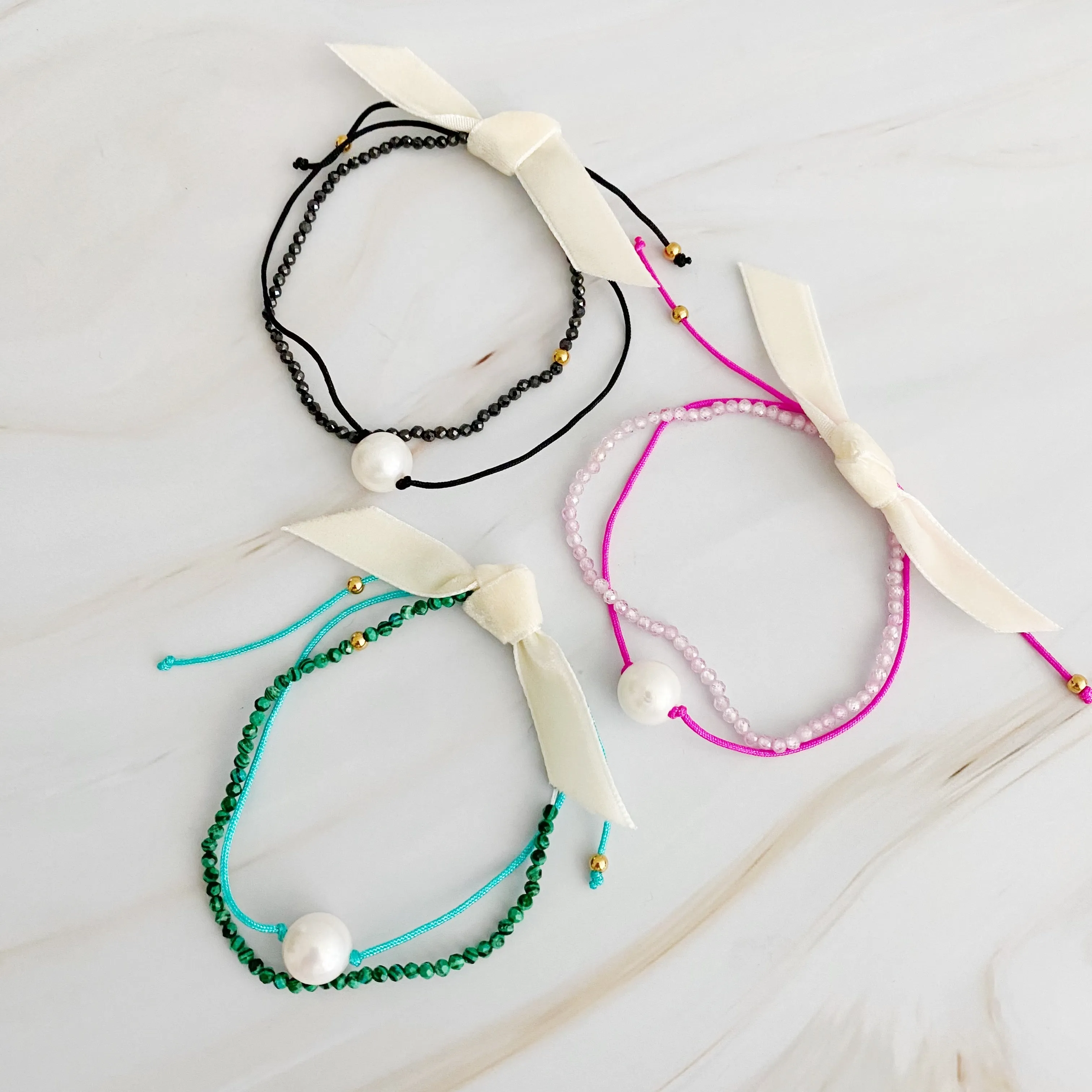 Genuine Pearl Color Dream Bracelet Set of 2