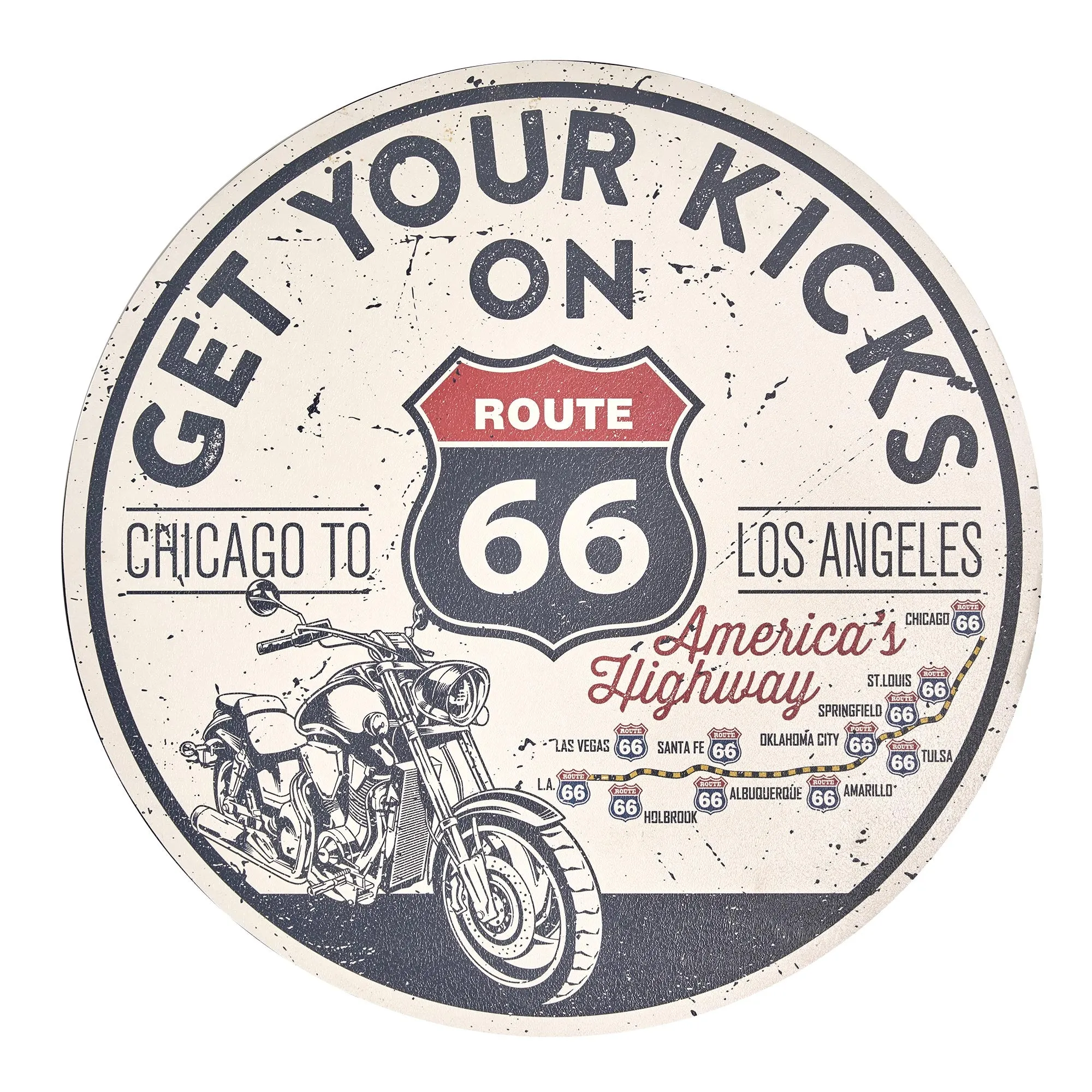 Get Your Kicks Round MDF Wall Plaque - 20" x 20" x 0.35"