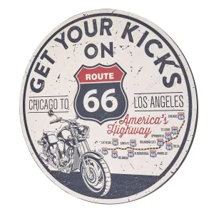 Get Your Kicks Round MDF Wall Plaque - 20" x 20" x 0.35"