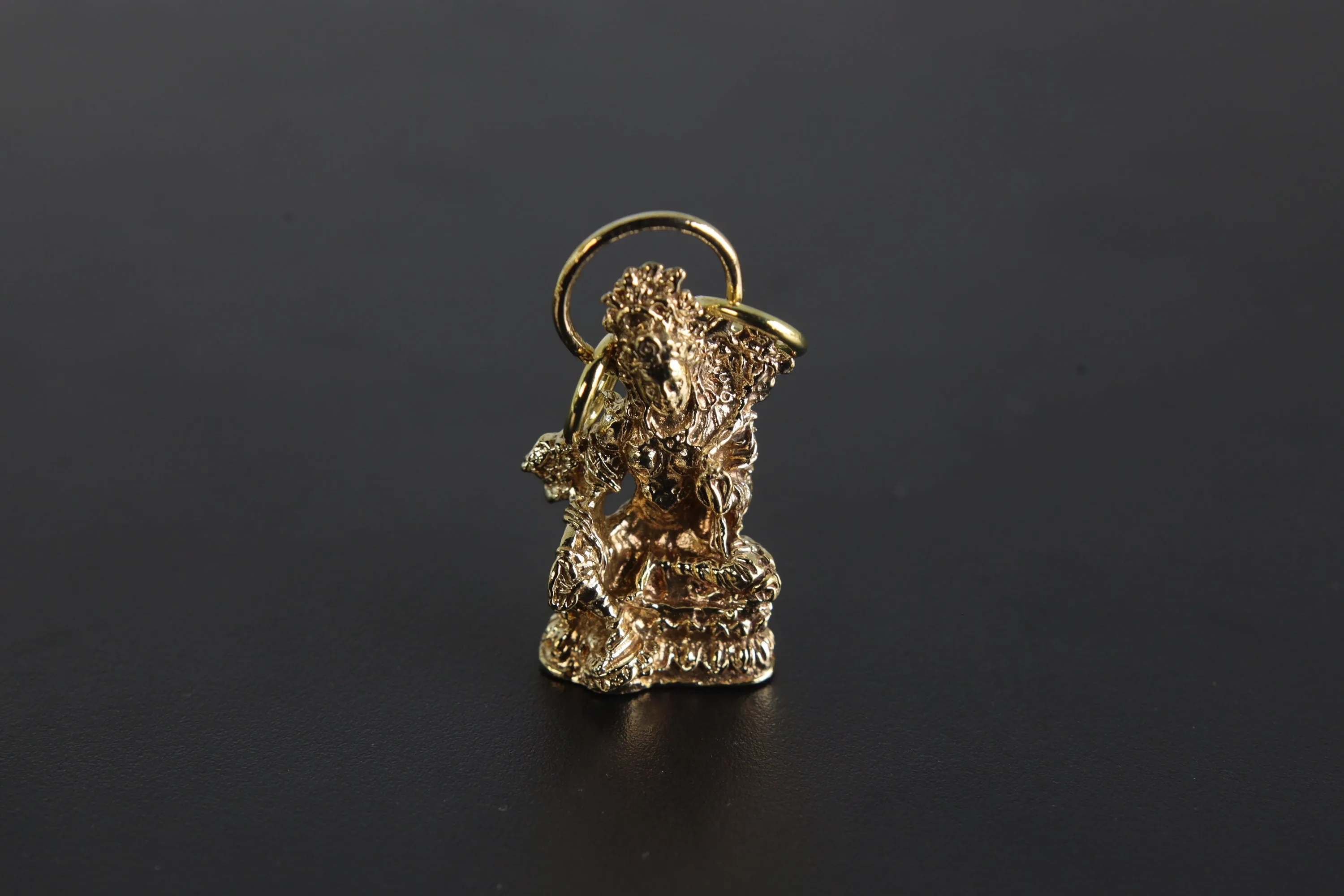 Gold Plated Brass Pendant Depicting Goddess Sarasvati - Cast Pendant - Promotes Longevity & Protection - Hinduism Jewellery