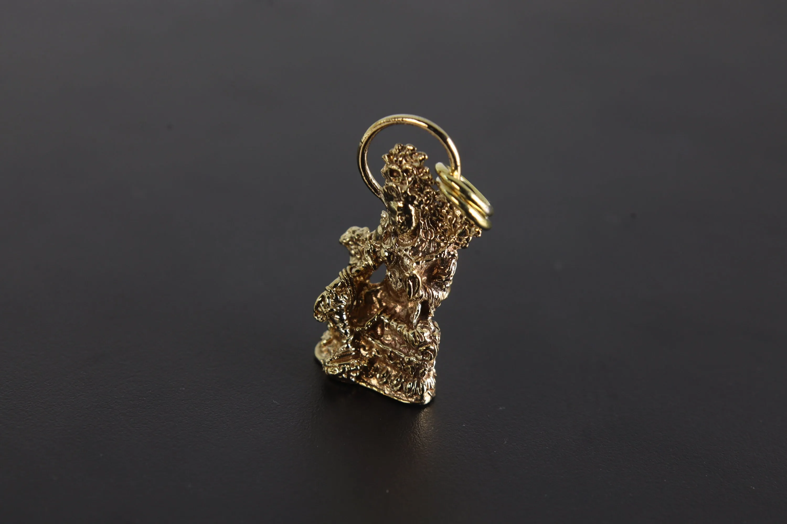 Gold Plated Brass Pendant Depicting Goddess Sarasvati - Cast Pendant - Promotes Longevity & Protection - Hinduism Jewellery