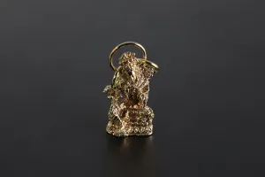 Gold Plated Brass Pendant Depicting Goddess Sarasvati - Cast Pendant - Promotes Longevity & Protection - Hinduism Jewellery