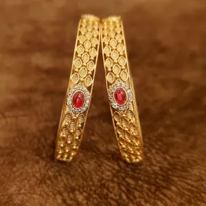 GOLD PLATED RUBY & AD BANGLES