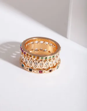 Gold Rainbow Multi Ring 5-Pack