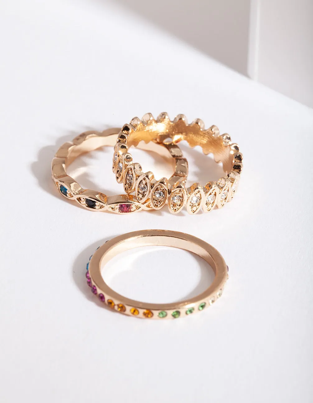 Gold Rainbow Multi Ring 5-Pack