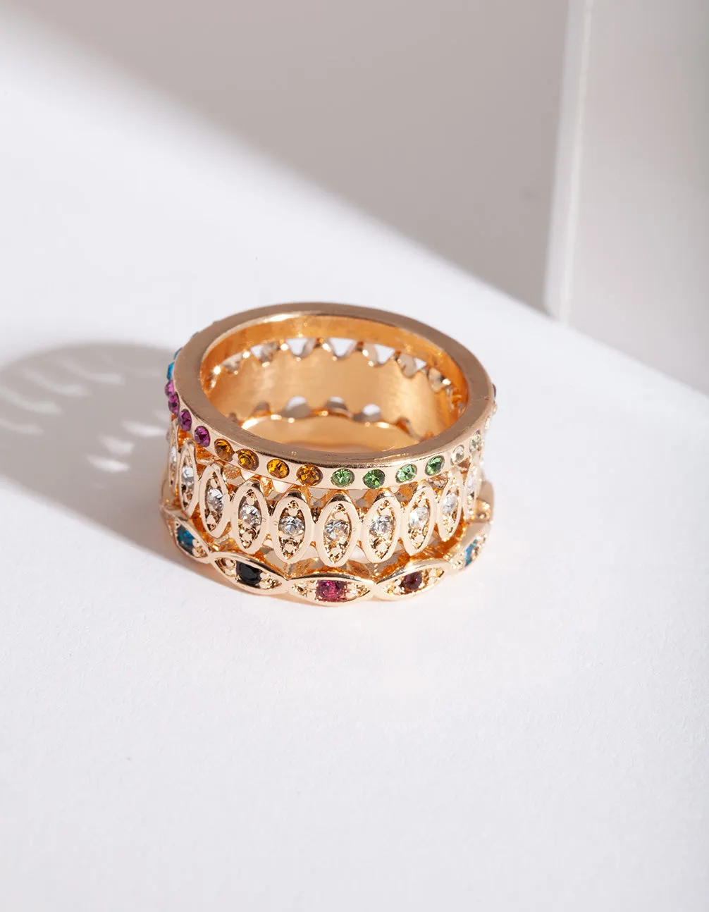 Gold Rainbow Multi Ring 5-Pack