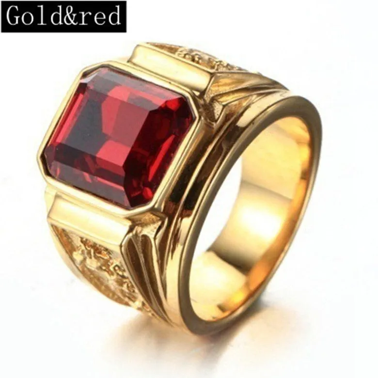 Golden Dragon Gold Color Man Ring Big Retro Jewelry