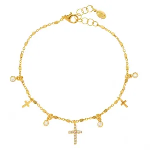 Gregio Simply Me/ Tiny Shiny Bracelet w/ CZ & Large Cross - Gold