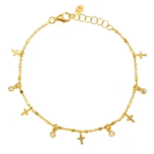 Gregio Simply Me/ Tiny Shiny Bracelet w/ Mini Cross & CZ - Gold