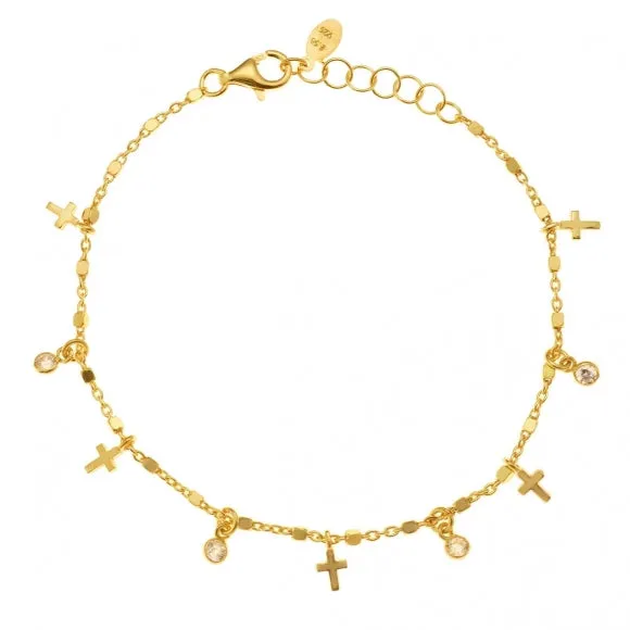 Gregio Simply Me/ Tiny Shiny Bracelet w/ Mini Cross & CZ - Gold
