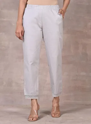 Grey Pant With Lace Detail