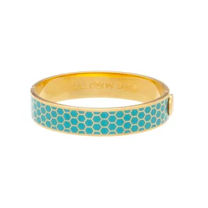 Halcyon Days 13mm Honeycomb - Turquoise - Gold - Hinged Bangle