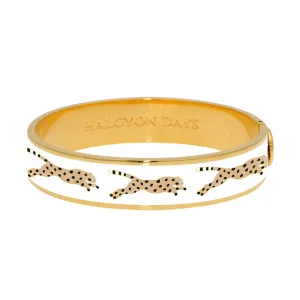 Halcyon Days - 13mm Leopard - Cream - Gold - Hinged Bangle