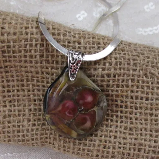 Handmade Dusty Rose Artisan Bead Pendant Necklace