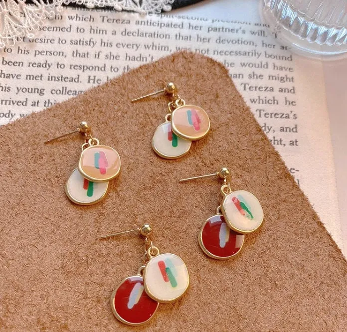 Handmade earrings, Enamel Earrings, Golden Geometric Dreams: Artistic Abstract - Chic Statement 925 Jewelry, earring for women, gift for her