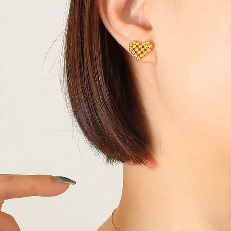 Heart Gold Stud Earrings