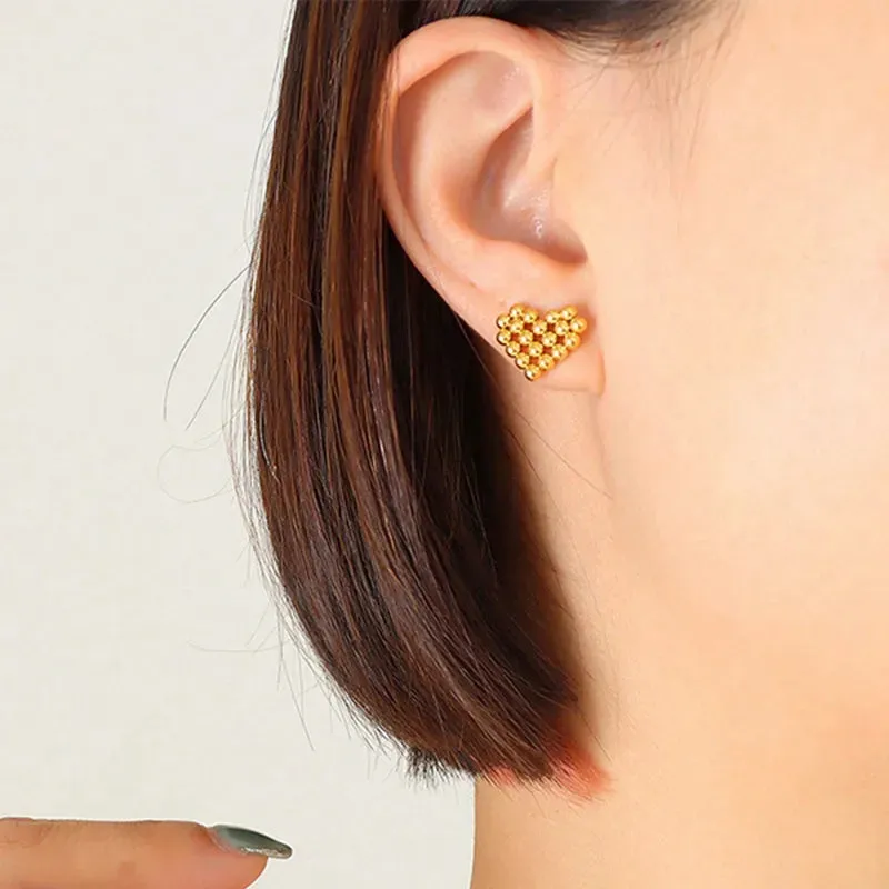 Heart Gold Stud Earrings