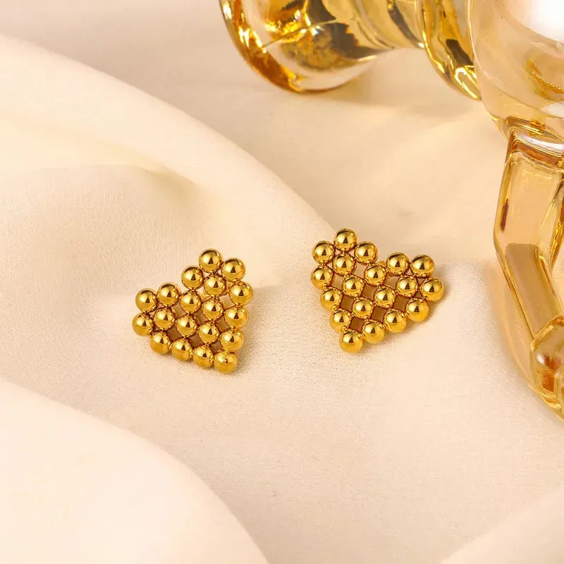Heart Gold Stud Earrings