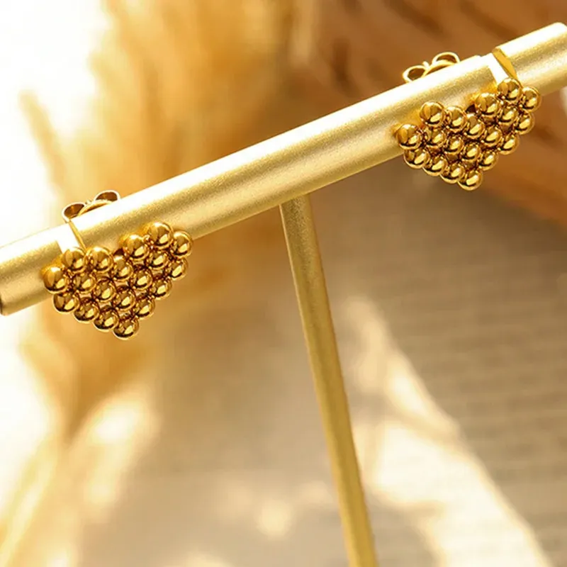 Heart Gold Stud Earrings