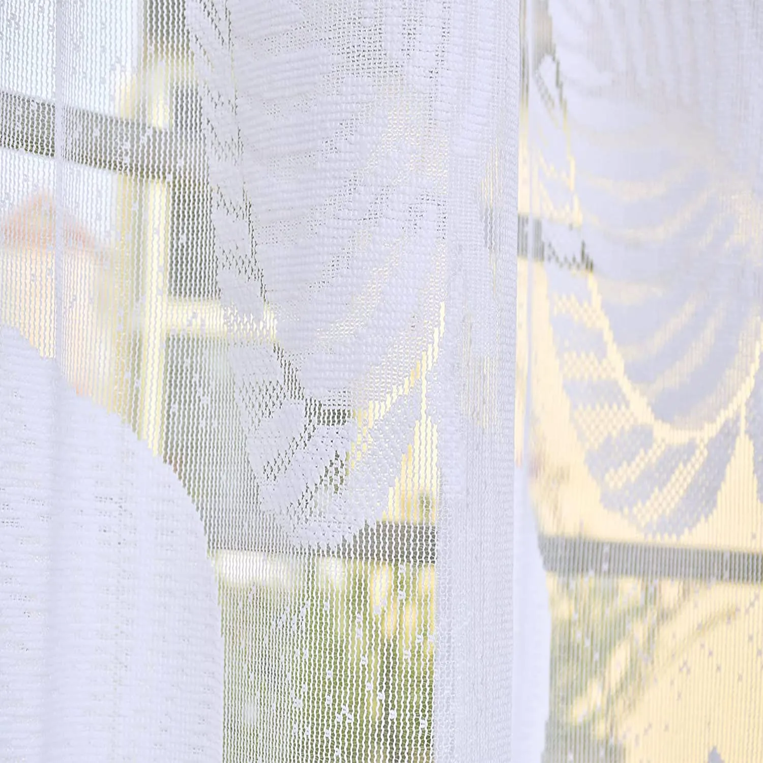 Heart Home Leaf Print 7 Feet Cotton Door Curtain for Living Room, Bed Room, Kids Room with 8 Eyelets (White)-50HH01060