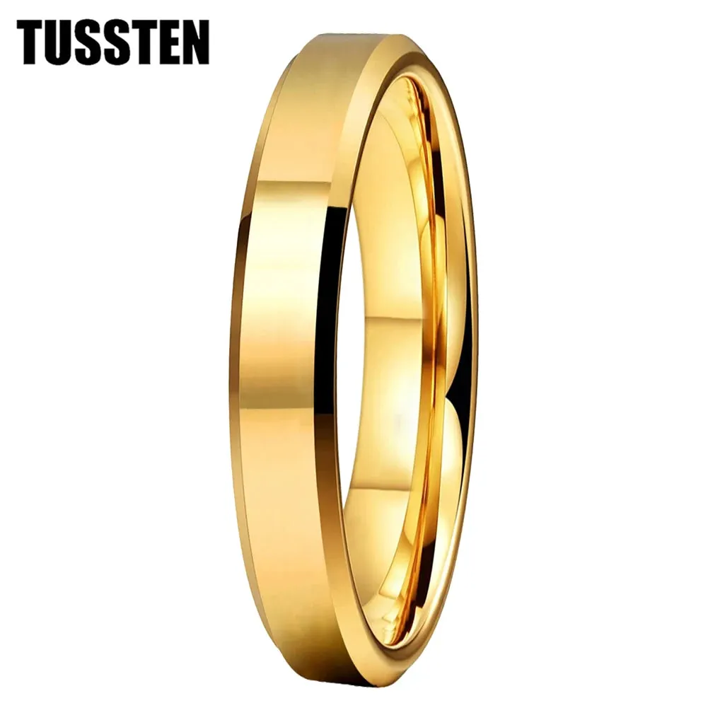 High Quality Beveled Polished Finish 4MM for Men and Women Tungsten Comfort Fit Wedding Band