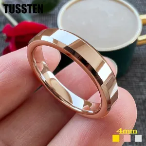 High Quality Beveled Polished Finish 4MM for Men and Women Tungsten Comfort Fit Wedding Band
