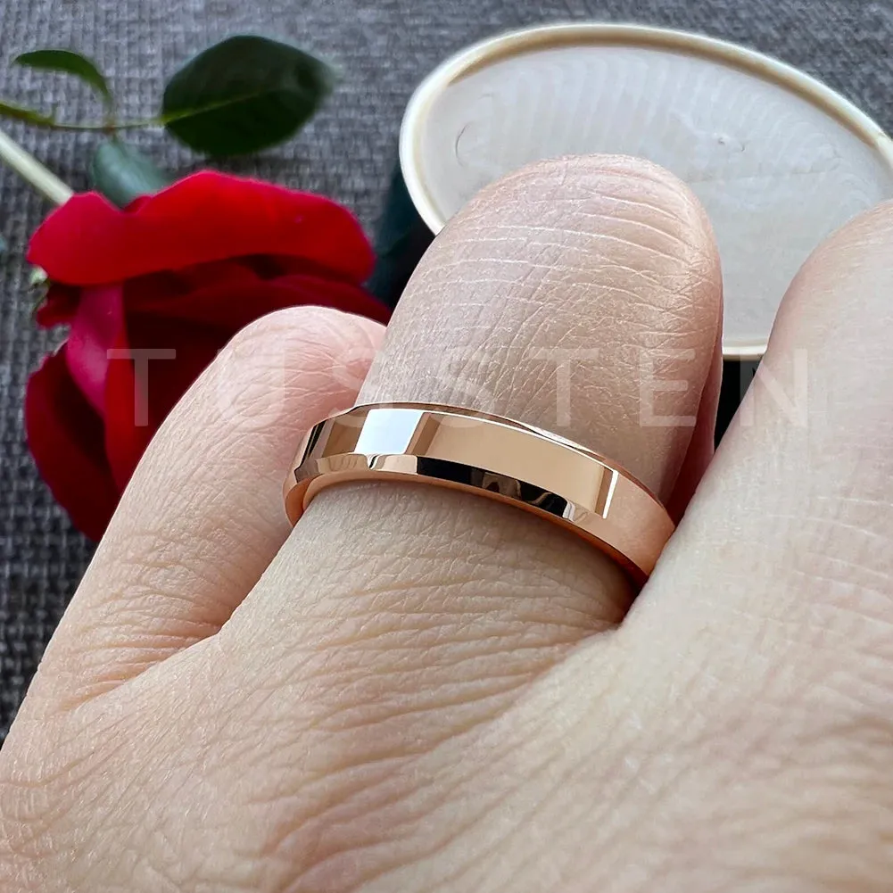 High Quality Beveled Polished Finish 4MM for Men and Women Tungsten Comfort Fit Wedding Band