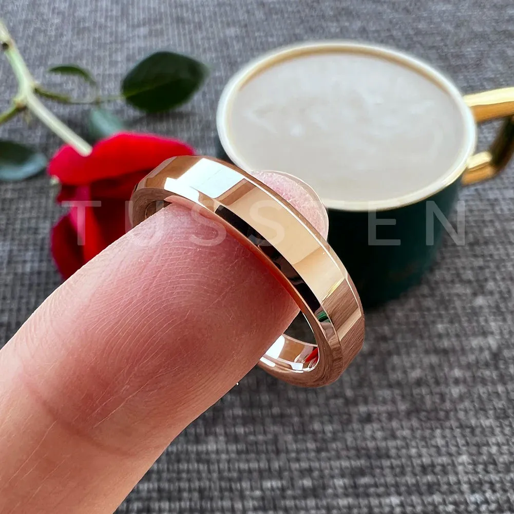 High Quality Beveled Polished Finish 4MM for Men and Women Tungsten Comfort Fit Wedding Band