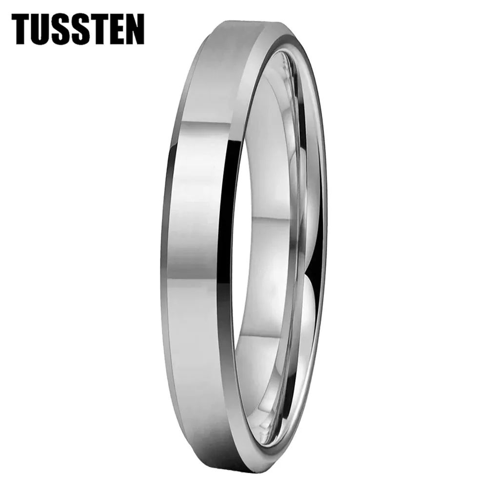 High Quality Beveled Polished Finish 4MM for Men and Women Tungsten Comfort Fit Wedding Band