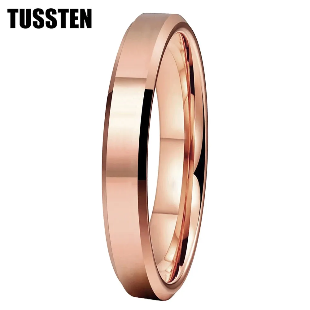 High Quality Beveled Polished Finish 4MM for Men and Women Tungsten Comfort Fit Wedding Band