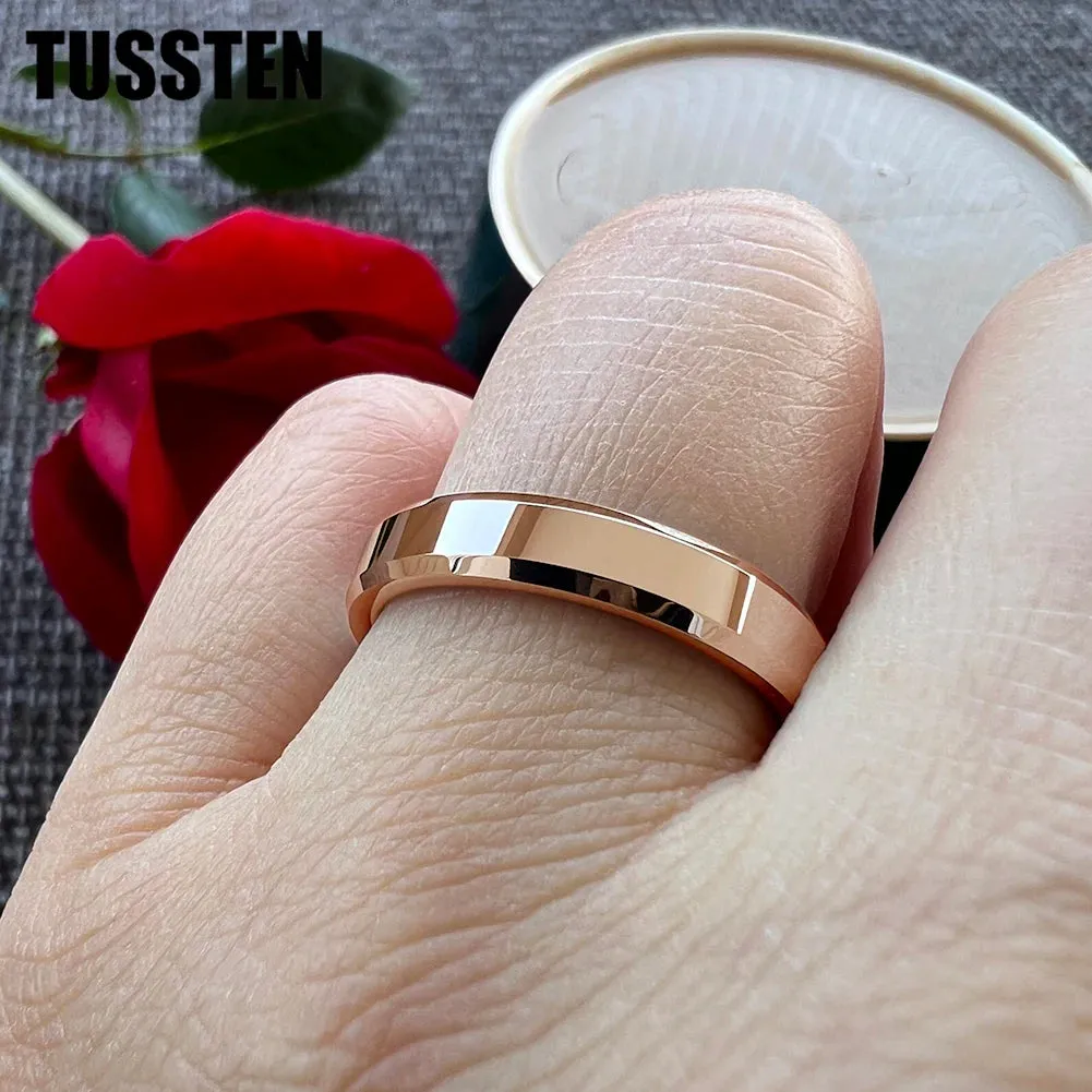 High Quality Beveled Polished Finish 4MM for Men and Women Tungsten Comfort Fit Wedding Band