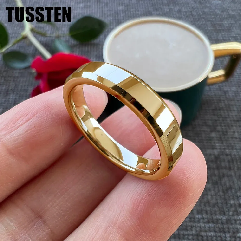 High Quality Beveled Polished Finish 4MM for Men and Women Tungsten Comfort Fit Wedding Band