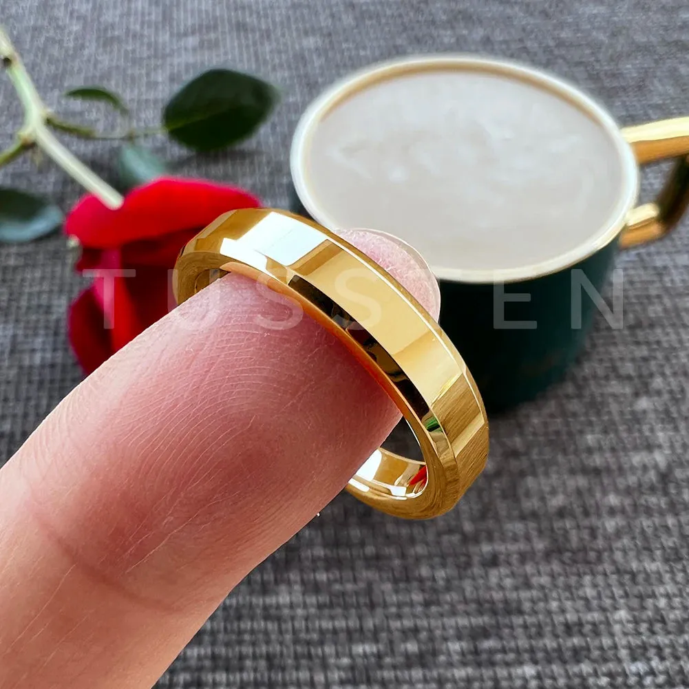 High Quality Beveled Polished Finish 4MM for Men and Women Tungsten Comfort Fit Wedding Band