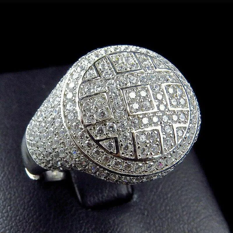 Iced Out Cubic Zircon Round Ring for Men