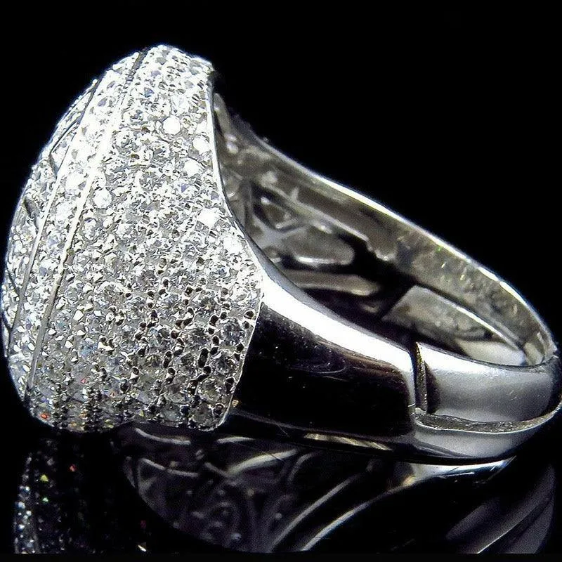 Iced Out Cubic Zircon Round Ring for Men