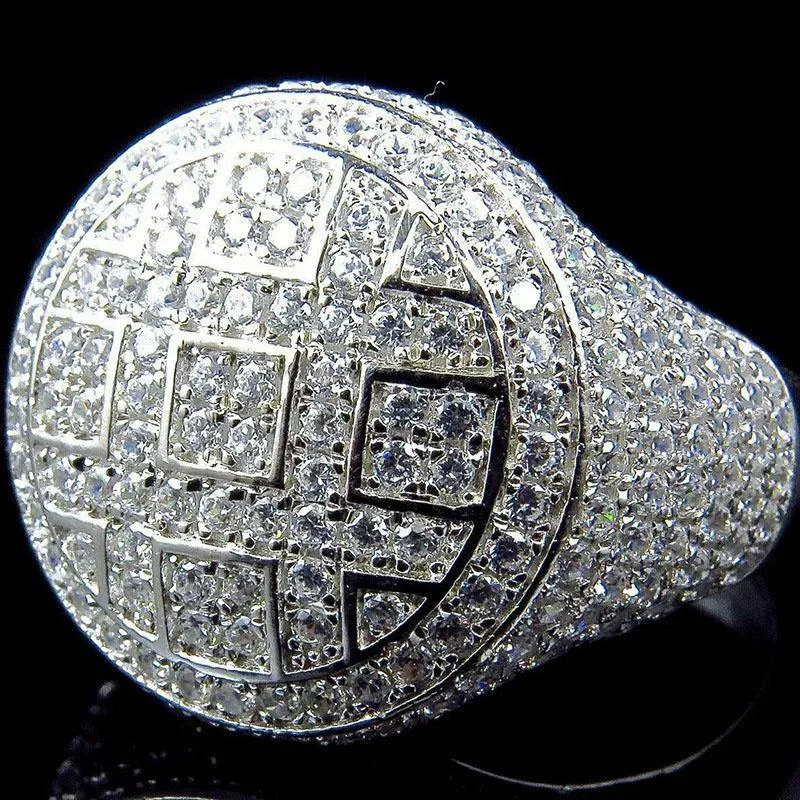 Iced Out Cubic Zircon Round Ring for Men