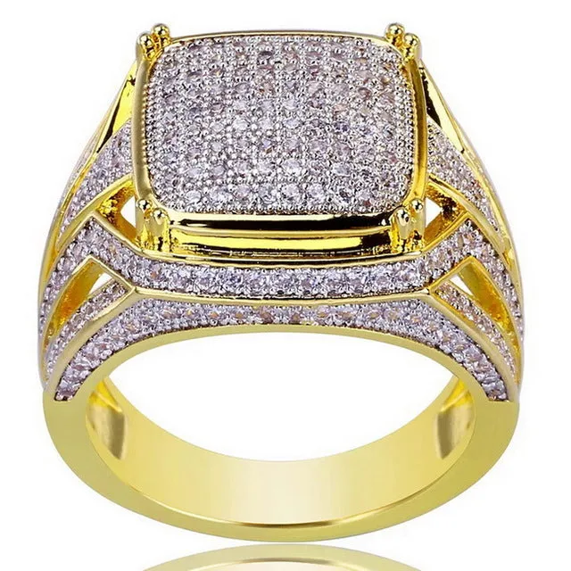 Iced Out Rings Men Ring Gold Color