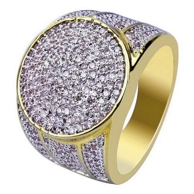 Iced Out Rings Men Ring Gold Color
