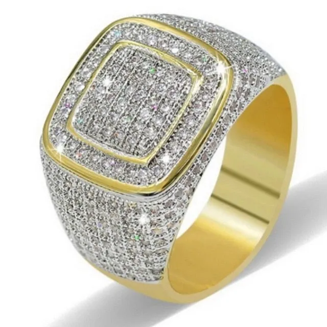 Iced Out Rings Men Ring Gold Color